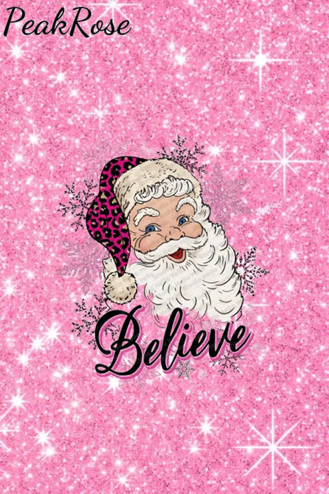 Pink Christmas Believe Santa Print Leggings Leggings