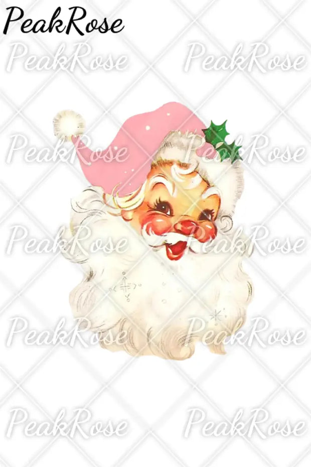 Pink Christmas Santa Print Denim Jeans