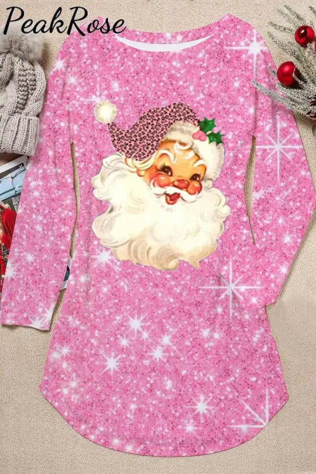 Pink Christmas Santa Print Tunic