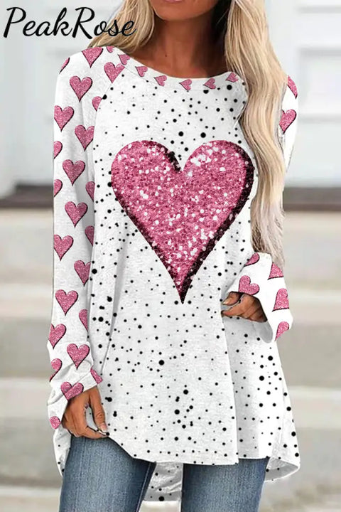 Pink Diamond Heart Print Tunic