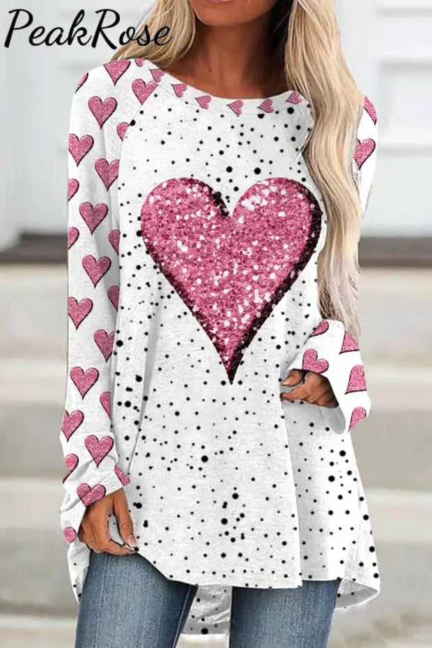 Pink Diamond Heart Print Tunic