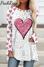 Pink Diamond Heart Print Tunic S /