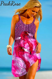 Pink Flamingo Fashion Print Sleeveless Dress