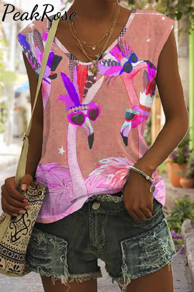 Pink Flamingo Tank Top S / V-Neck