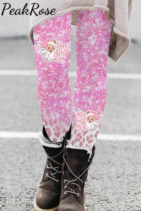 Pink Glitter Leopard Hoho Leggings Leggings