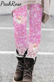 Pink Glitter Leopard Hoho Leggings S / Photo Color Leggings