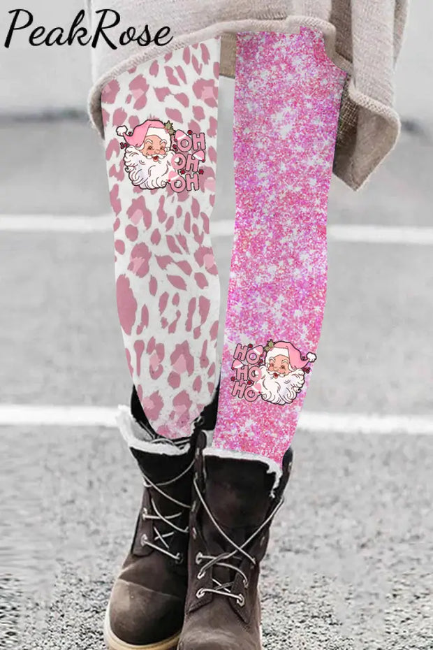 Pink Glitter Leopard Hoho Leggings S / Photo Color Leggings