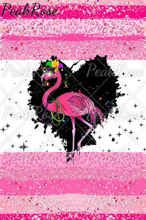 Pink Glitter Leopard Print Mardi Gras Flamingo Denim Jeans