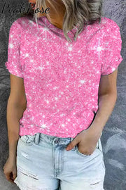 Pink Glitter Print T-Shirt T-Shirt