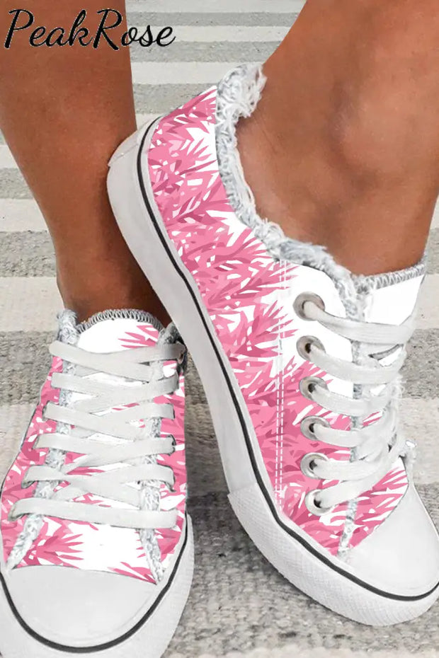 Pink Grass Graphic Daily Canvas Shoes / 6(38)