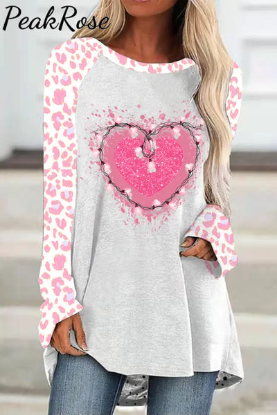 Pink Heart Lanterns Loose Tunic S / Grey