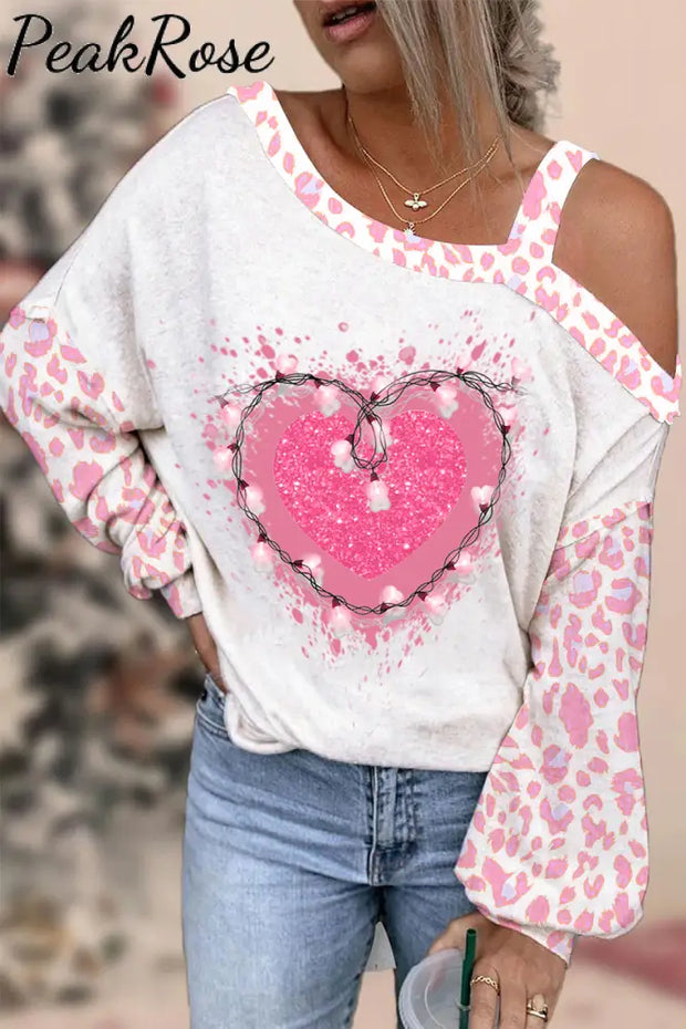 Pink Heart Lanterns Off-Shoulder Blouse