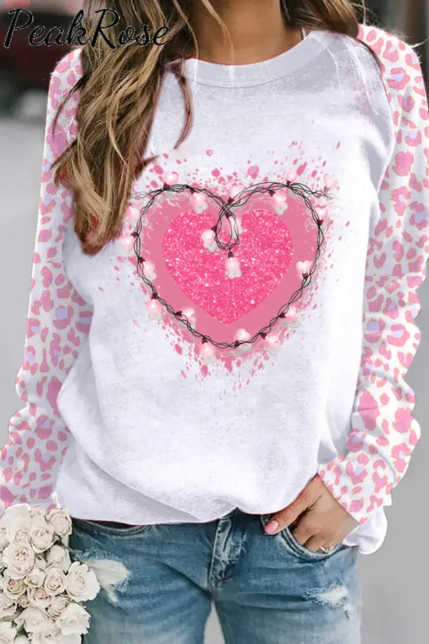 Pink Heart Lanterns Sweatshirt S / White