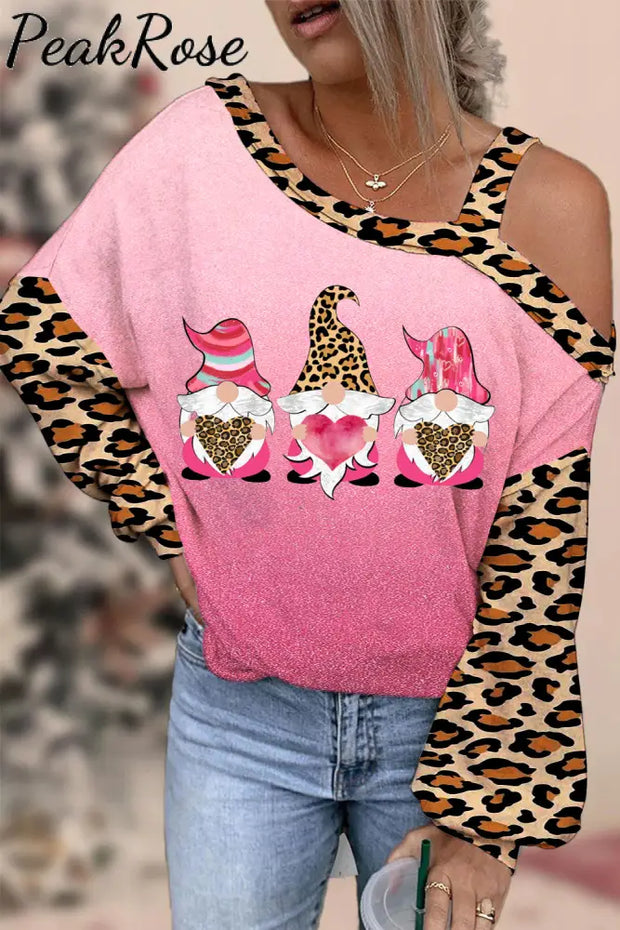 Pink Leopard Love Gnome Blouse