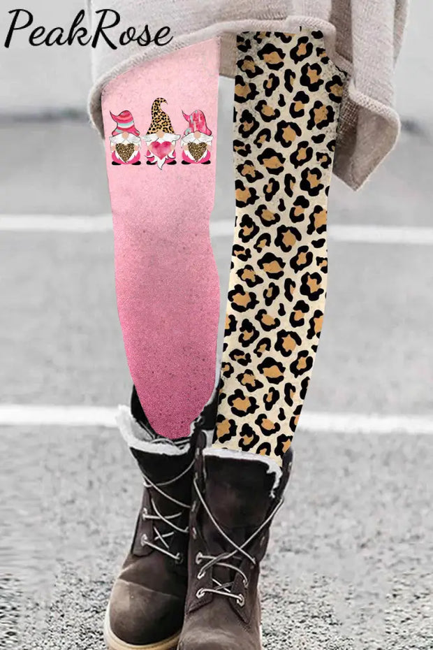 Pink Leopard Love Gnome Leggings S / Leggings