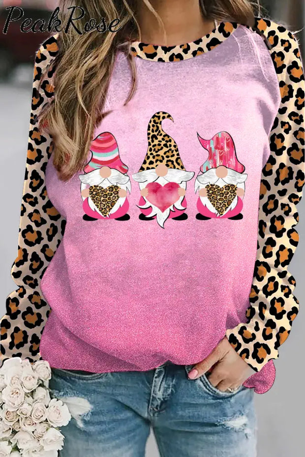 Pink Leopard Love Gnome Sweatshirt