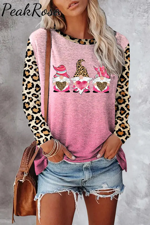 Pink Leopard Love Gnome Sweatshirt