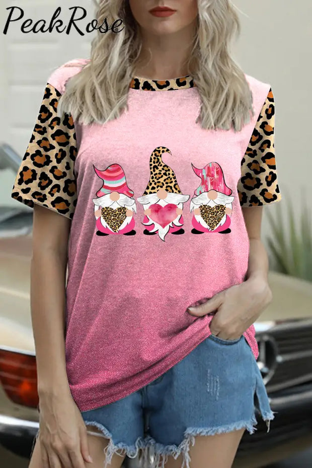 Pink Leopard Love Gnome T-Shirt