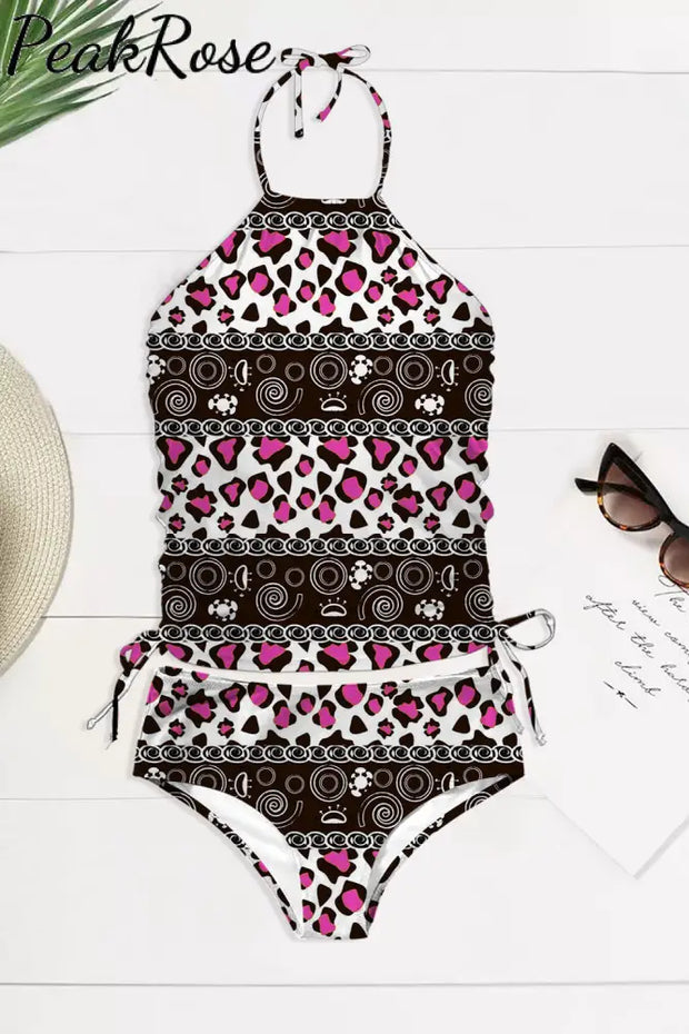 Pink Leopard Print Spirals Swimsuit