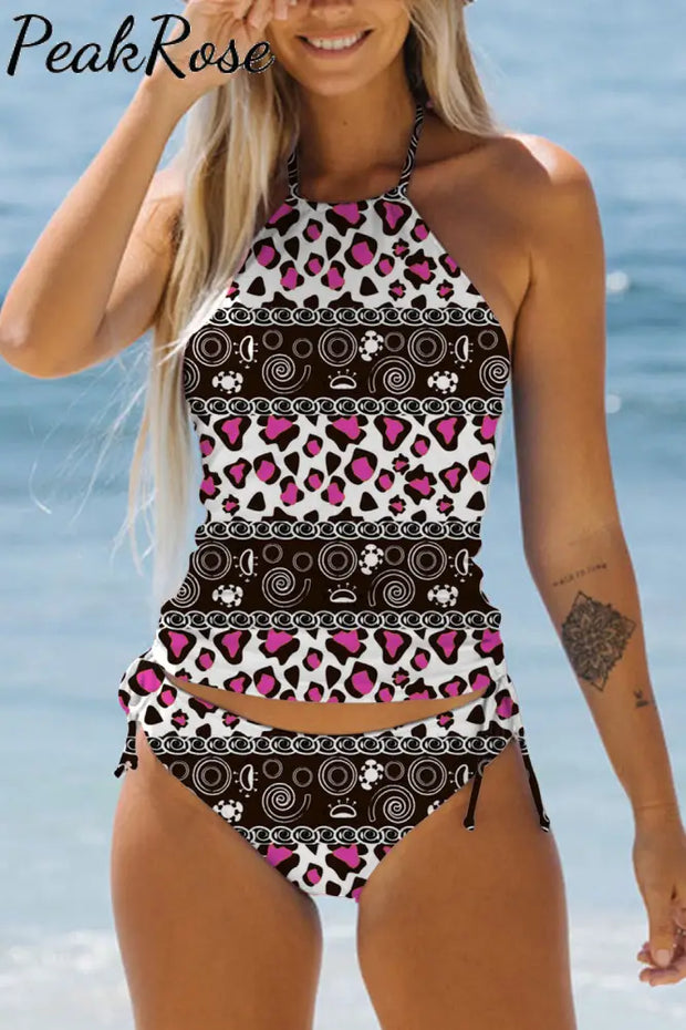 Pink Leopard Print Spirals Swimsuit