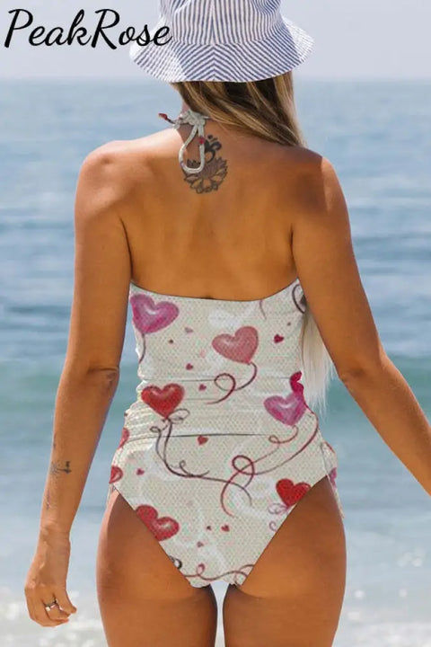 Pink Love Heart Balloons Bikini Swimsuit