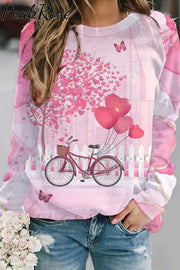 Pink Love Heart Balloons Sweatshirt S /