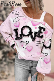 Pink Love Heart Off-Shoulder Blouse