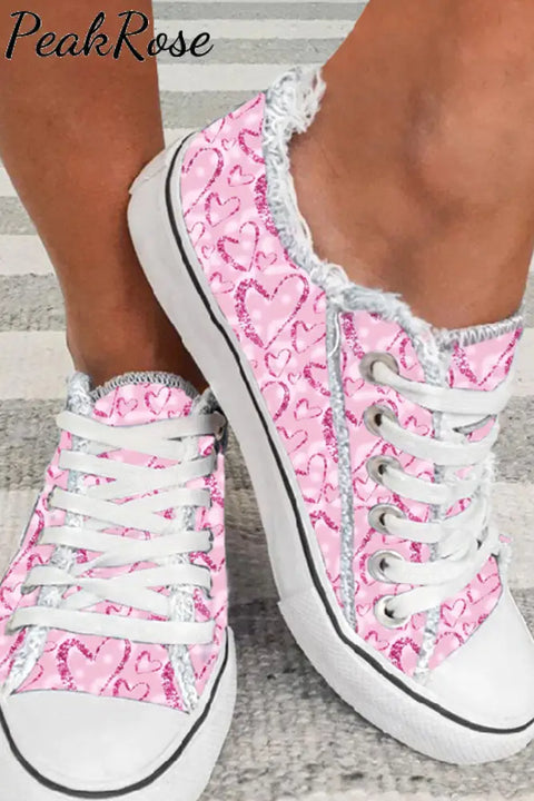 Pink Love Print Canvas Shoes