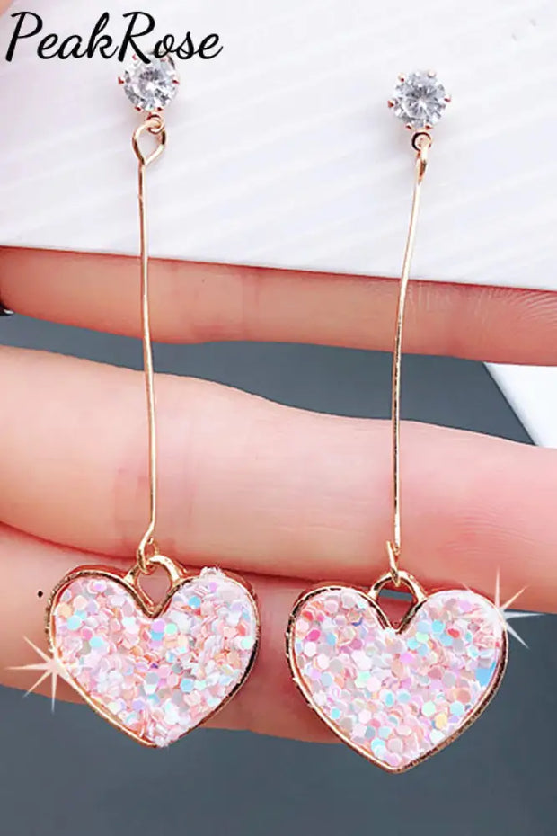 Pink Rhinestone Dangle Earrings