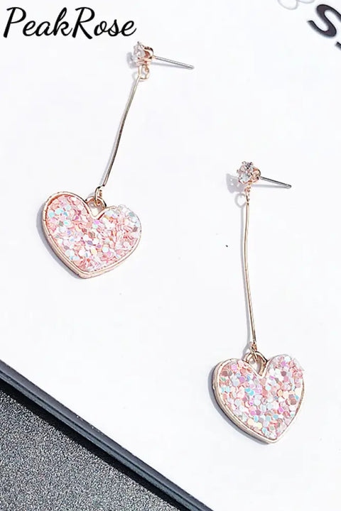 Pink Rhinestone Dangle Earrings One-Size / Picture Color