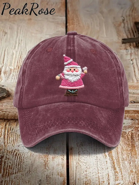 Pink Santa Casual Unisex Hat Burgundy / One-Size Christmas