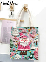 Pink Santa Claus Canvas Bag Christmas