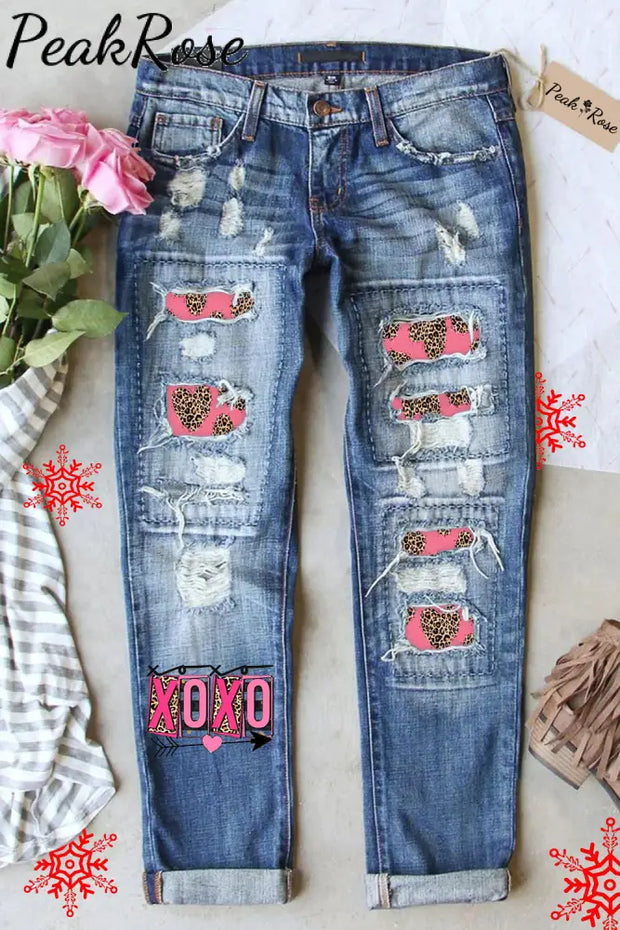 Pink Xoxo Leopard Print Jeans