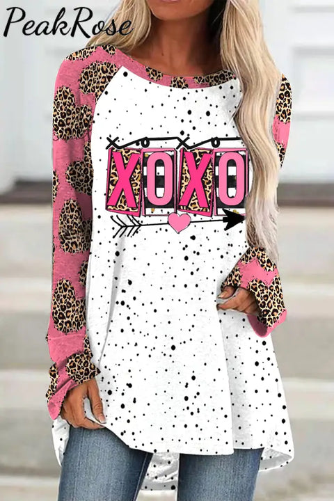 Pink Xoxo Leopard Print Loose Tunic