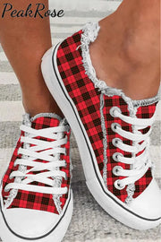 Plaid Canvas Shoes / 3.5(35)