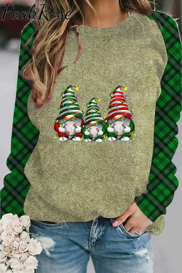 Plaid Christmas Gnome Sweatshirt S / Photo Color