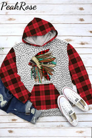 Plaid Christmas Indians Hoodie With Pockets Sweatshirt