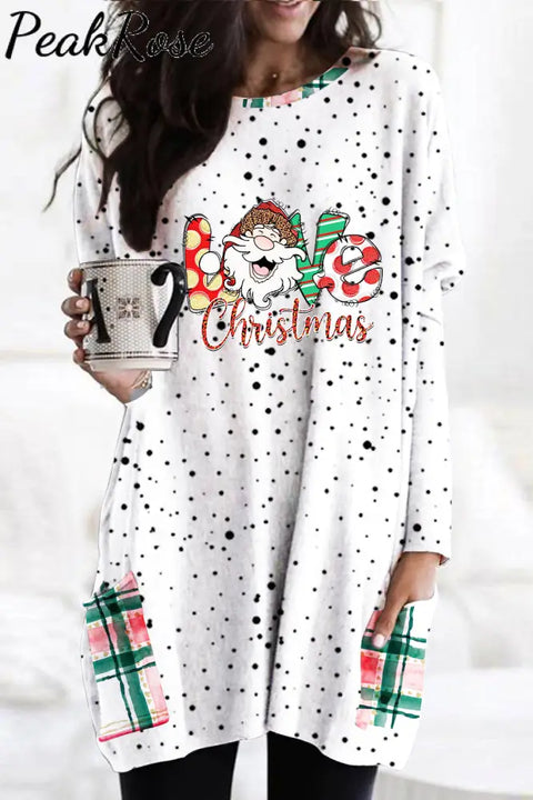 Plaid Christmas Love Tunic With Pockets S / Photo Color