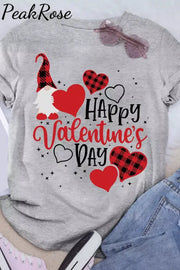 Plaid Heart Gnomes T-Shirt S / Grey T-Shirt