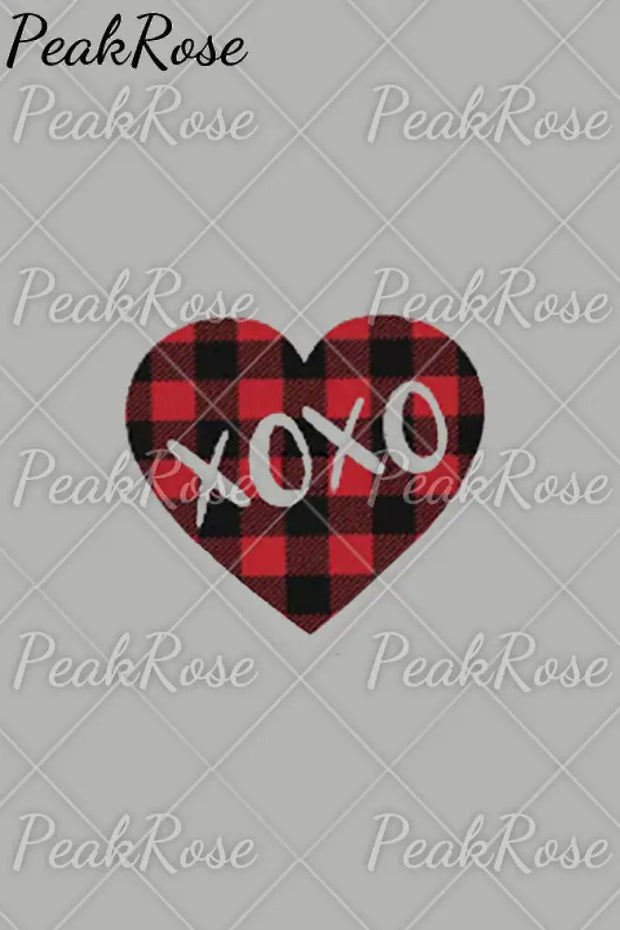 Plaid Heart Xoxo Grey T-Shirt T-Shirt