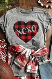 Plaid Heart Xoxo Grey T-Shirt T-Shirt