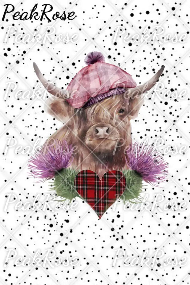 Plaid Highland Cow Ripped Denim Jeans