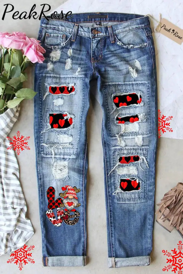 Plaid Love Gnome Jeans