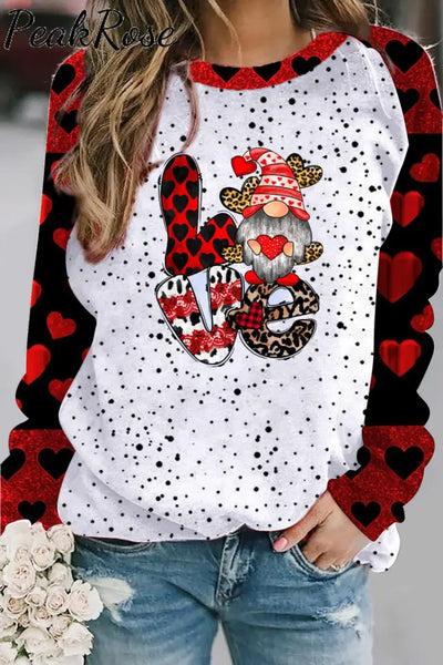 Plaid Love Gnome Sweatshirt S / Photo Color