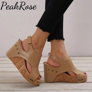 Platform Wedge Peep-Toe Sandals