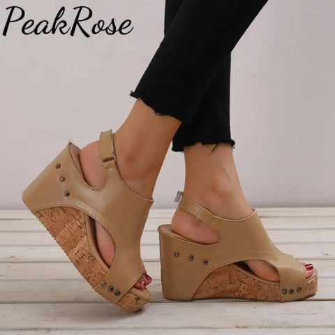 Platform Wedge Peep-Toe Sandals