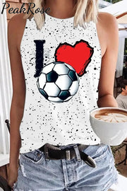 Polka Splatter Soccer Ball I Love Print Tank Top