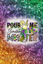 Pour Me Something Mister Mardi Gras Glitter Multicolor Printed Tank Top V-Neck