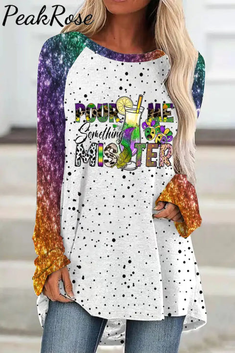 Pour Me Something Mister Mardi Gras Polka Dots Print Tunic