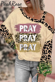 Pray On It Over Through Leopard Printed Off-Shoulder Blouse